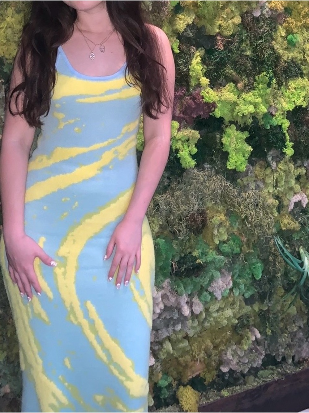 Sleeveless Tie-Dye Maxi Dress in Light Blue and Yellow